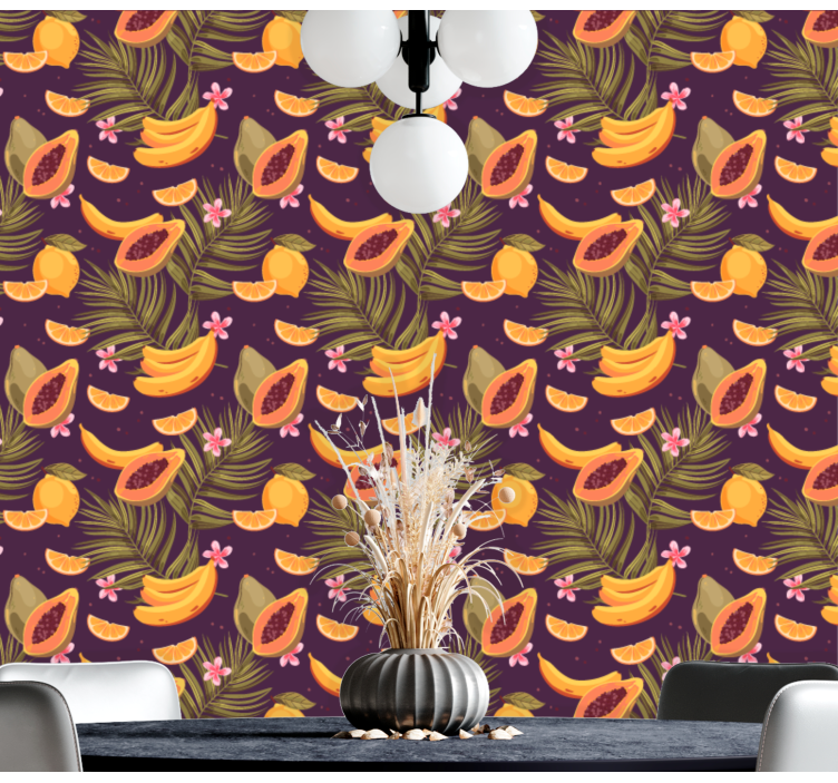 Tropical Fruit Motif dining room wallpaper - TenStickers