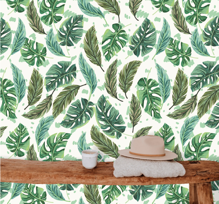 Tropical greenery leaf wallpaper - TenStickers