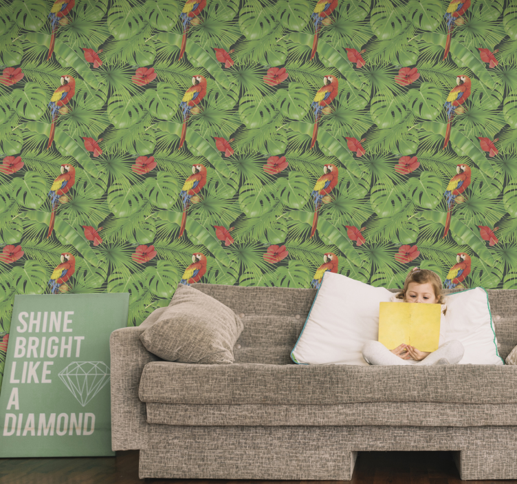 Tropical Parrot Scene parrots wallpaper - TenStickers