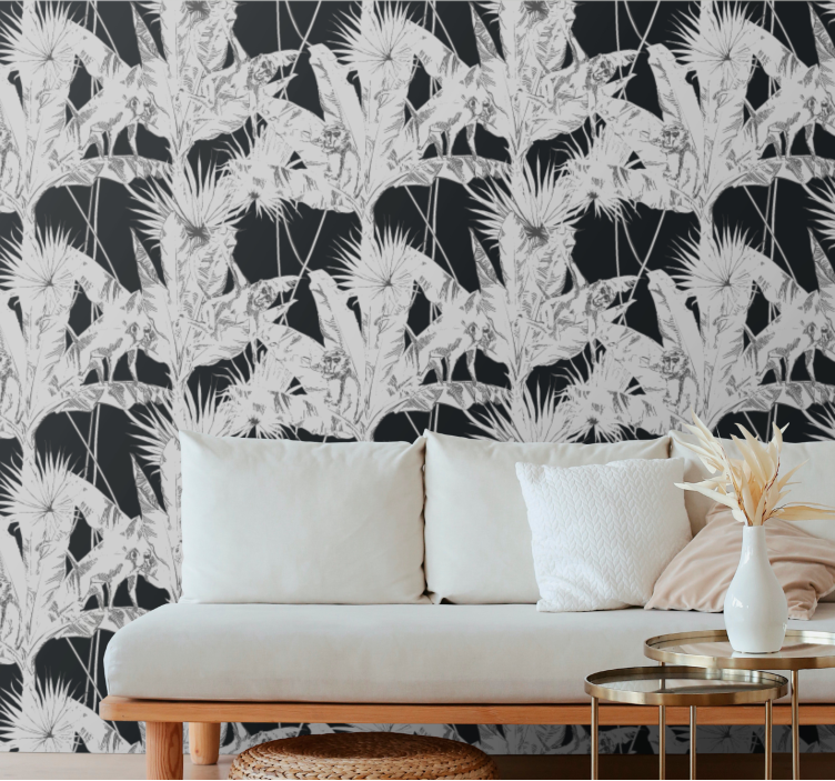 Tropical Plant Motif living room wallpaper - TenStickers