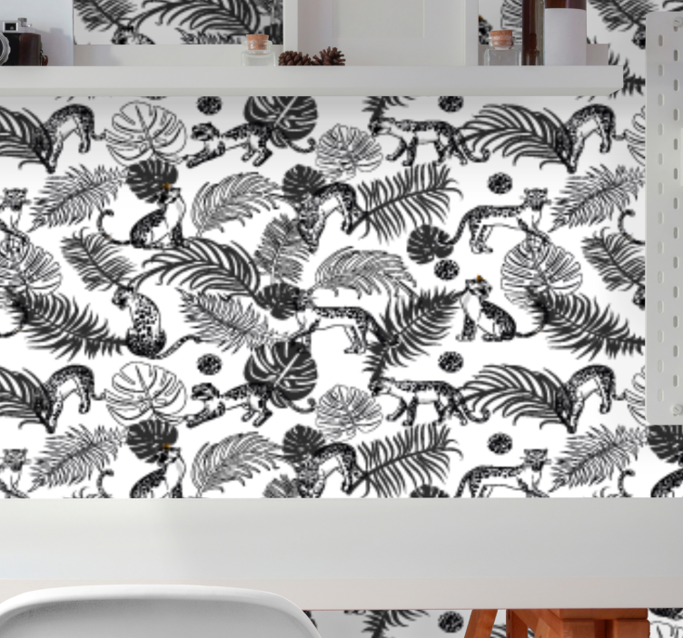 Black and White Pattern jungle wallpaper - TenStickers
