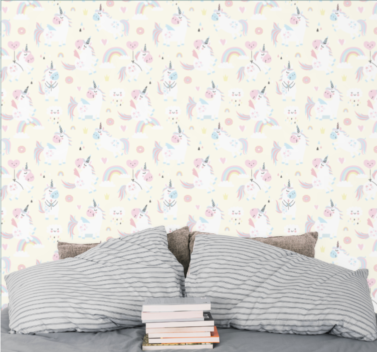 Unicorns and Rainbows nursery wallpaper - TenStickers