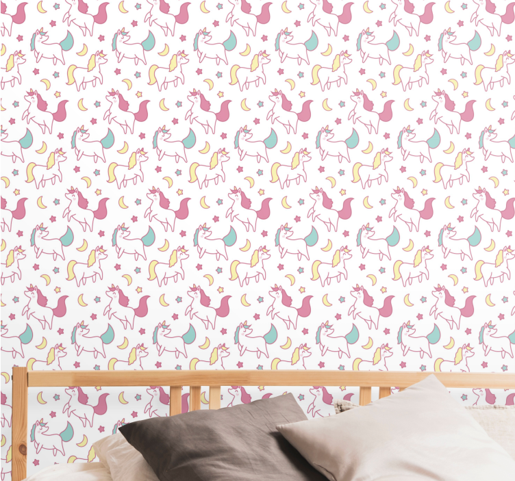 Unicorns Pattern nursery wallpaper - TenStickers
