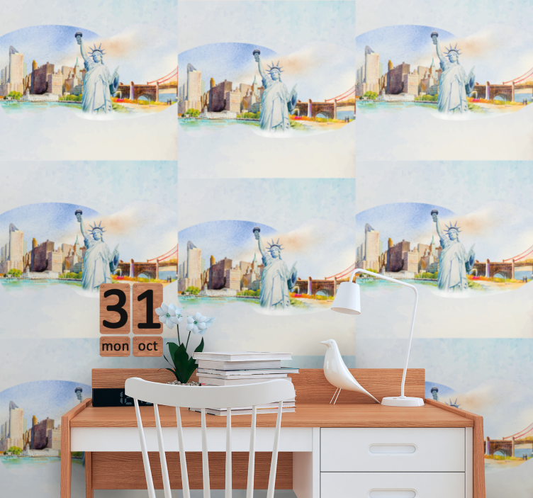 Urban Landmark Collage New York wallpaper - TenStickers