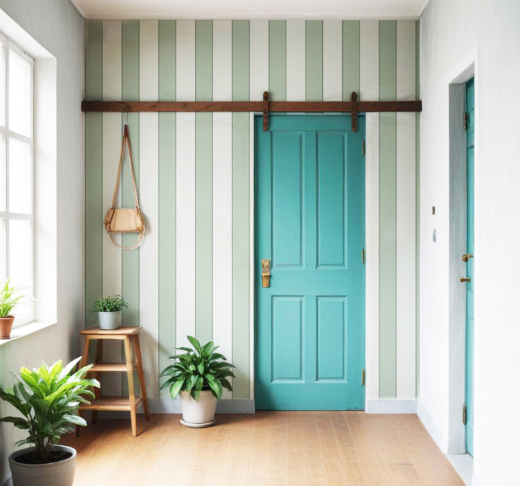 Vertical grey stripes hallway wallpaper - TenStickers