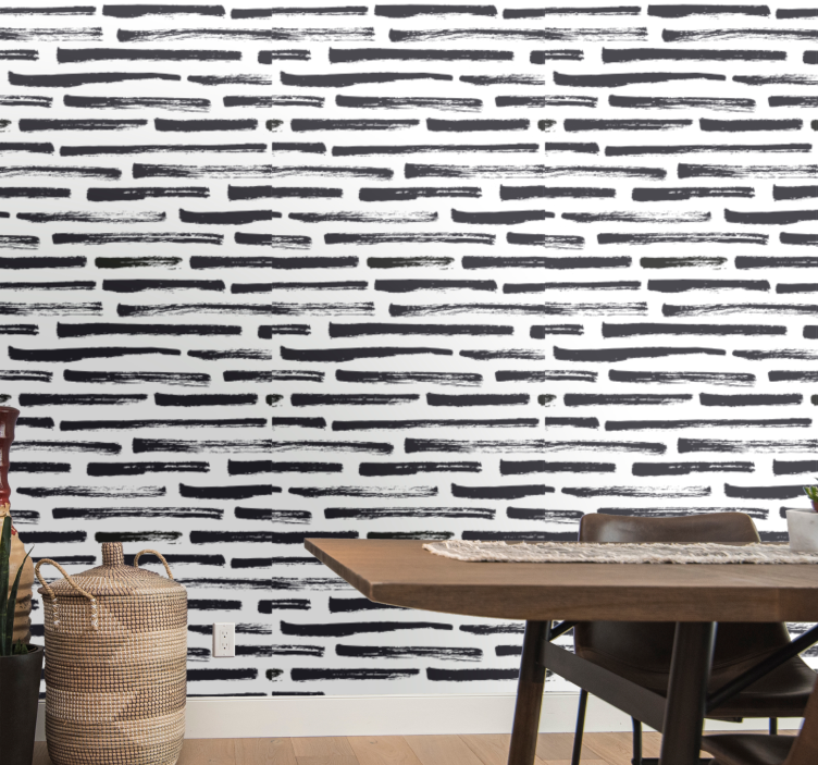 Vintage black lines on white Striped Wallpaper - TenStickers