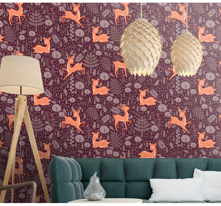 Vintage stag animal wallpaper - TenStickers