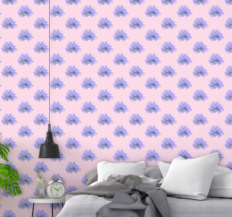 Violet flowers Patterned Wallpaper - TenStickers