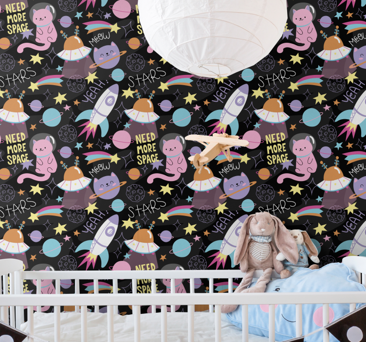 wallpaper cat in space Childrens Wallpaper - TenStickers