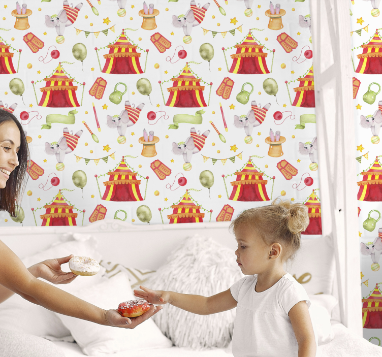 Wallpaper for children's room of circus tents - TenStickers