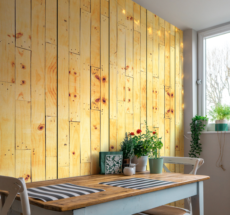 Wood Plank Textured Wallpaper - TenStickers