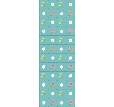 Flowering blue motifs tile wallpaper - TenStickers