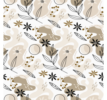 Flower wallpaper stylish pink and beige leaves pattern - TenStickers