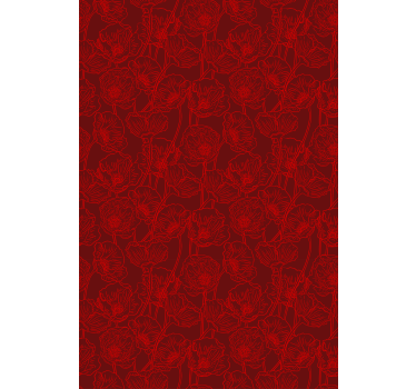 Flower wallpaper artistic poppies with stems - TenStickers