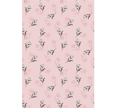 Flower wallpaper white lilies on pink background - TenStickers