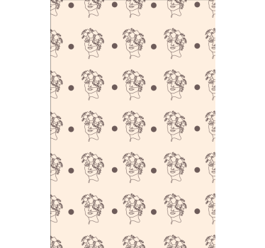 Flower wallpaper silhouette of a cute woman floral - TenStickers