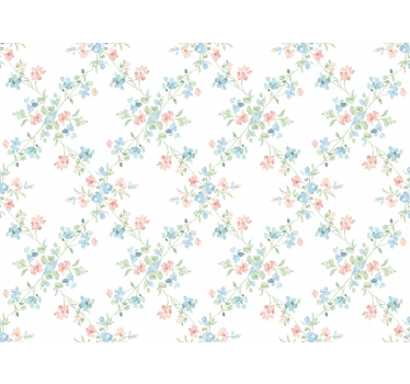 Flower wallpaper small flowers in pale watercolor - TenStickers