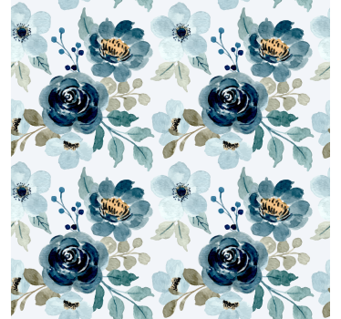 Floral blue vintage pattern Vintage Wallpaper - TenStickers