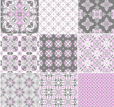 Beauitful pink and grey tile  Effect Wallpaper - TenStickers
