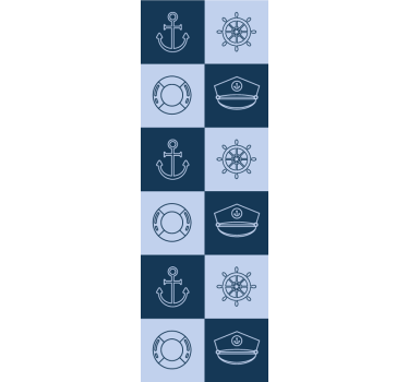 Marine symbols tiles Kitchen themed wallpaper - TenStickers