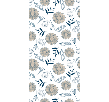 Nature Wallpaper Beige daisy pattern - TenStickers