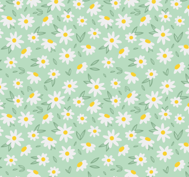 Daisy flowers on a green background Hallway and stairs wallpaper - TenStickers