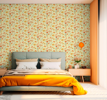 70's pop flowers pattern vintage wallpaper - TenStickers