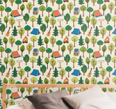 Landscape wallpaper camping adventures - TenStickers