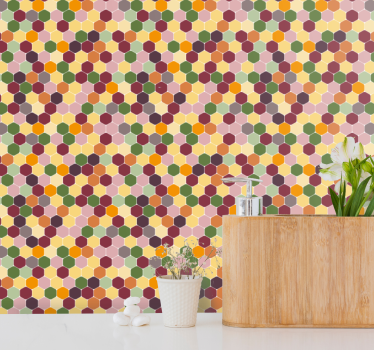 Small colorful hexagons tile wallpaper - TenStickers