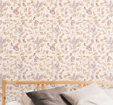 Delicate beige motif flower wallpaper - TenStickers
