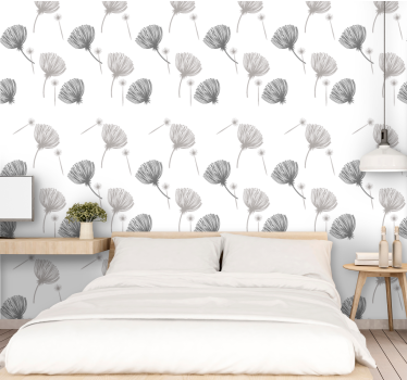 White delicate motif flower wallpaper - TenStickers