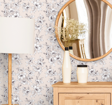 Elegant beige composition flower wallpaper - TenStickers