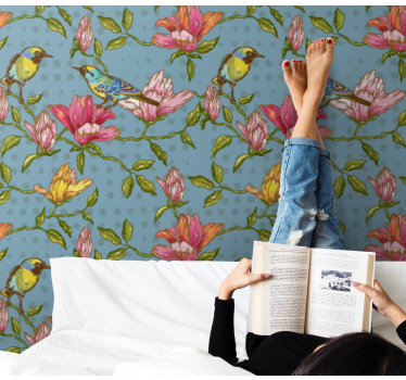 Floral Avian Ambience flower wallpaper - TenStickers