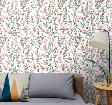 Floral Botanical Spread flower wallpaper - TenStickers