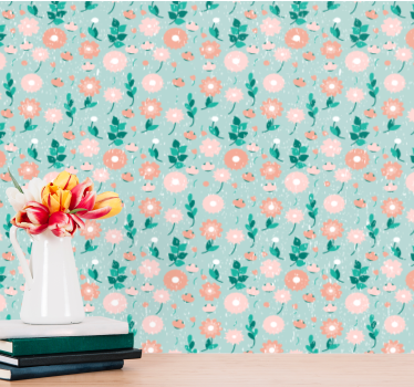 Soft spring print flower wallpaper - TenStickers