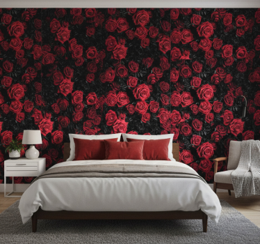 Flower wallpaper beautiful red roses - TenStickers