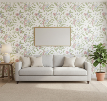 Flower wallpaper light country house design - TenStickers