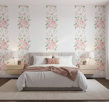 Flower wallpaper light pink floral design - TenStickers