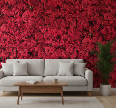 Flower wallpaper red flowers with textured backdrop - TenStickers