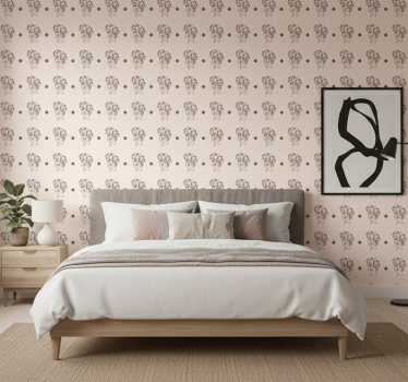 Flower wallpaper silhouette of a cute woman floral - TenStickers