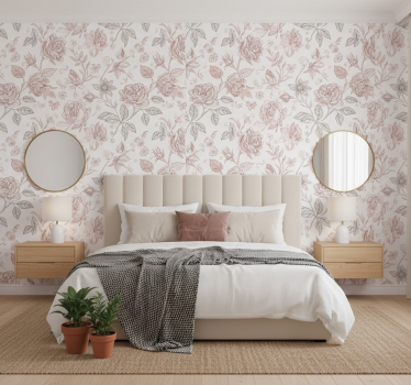 Flower wallpaper vintage rose illustration - TenStickers