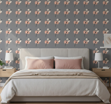 Flower wallpaper with abstract orchid line art - TenStickers