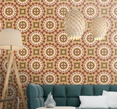 Geometric Ornamental tile wallpaper - TenStickers