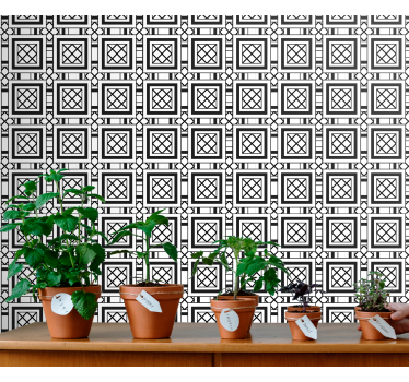 Black and white classic pattern tile wallpaper - TenStickers