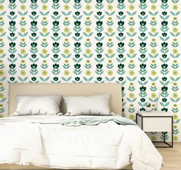 Mint flower Wallpaper - TenStickers