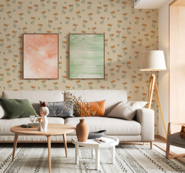 Orange Flower Front Room Wallpaper - TenStickers