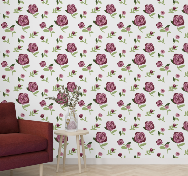 Pink flowers on green branches Nature Wallpaper - TenStickers