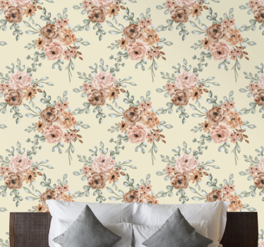 Romantic big oil painting roses vintage wallpaper - TenStickers