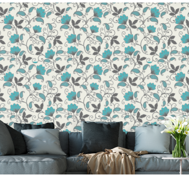 Teal lotus flower nature wallpaper - TenStickers