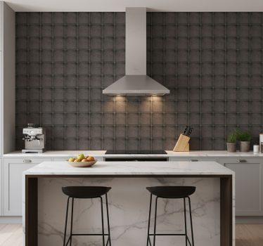 Tile wallpaper black square stone bricks - TenStickers